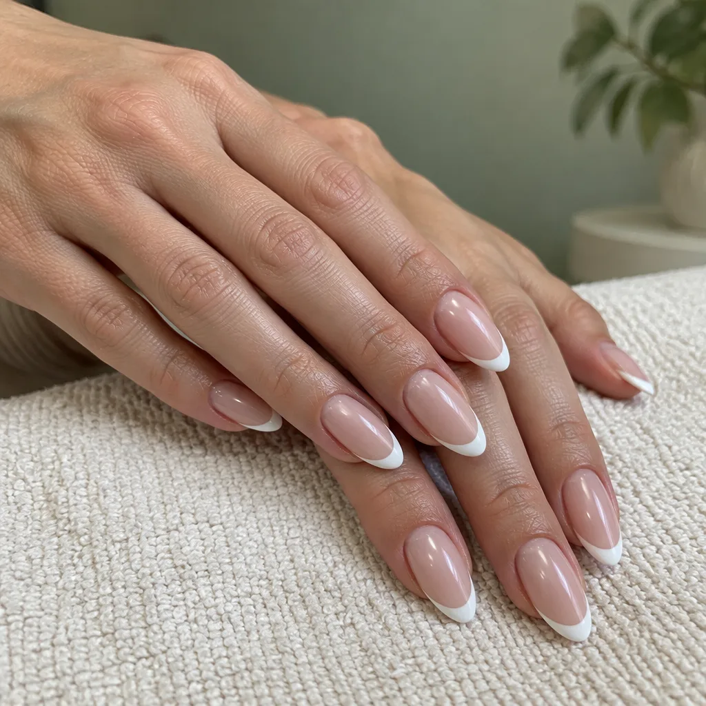 Classic French tip gel manicure (style example)