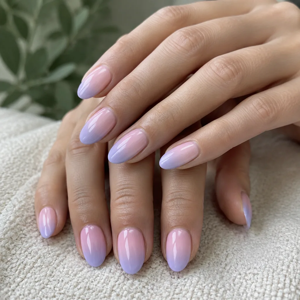 Blush to lilac ombré gel nails (style example)